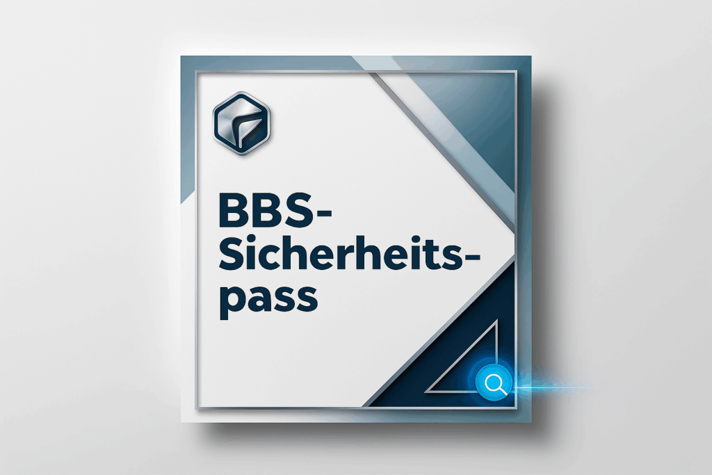 rafische Darstellung eines Zertifikats mit der Aufschrift „BBS-Sicherheitspass“.